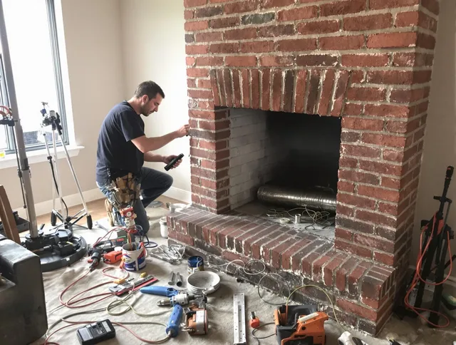 Green Chimney Sweep specialist finalizing chimney liner service in Green, OH