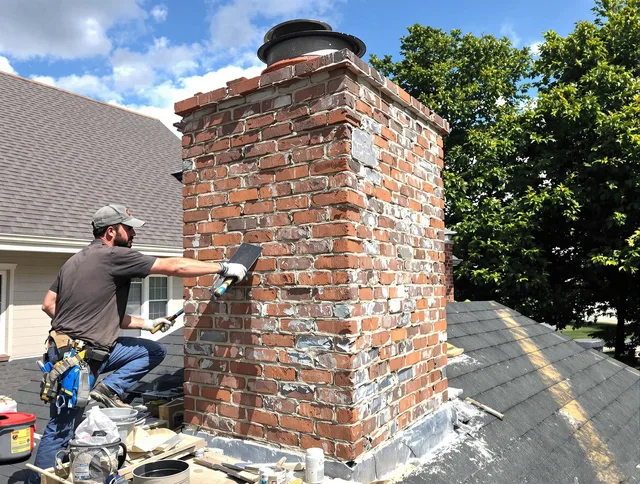 Completed chimney rebuild by Green Chimney Sweep in Green, OH