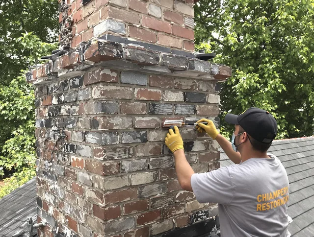 In-progress chimney restoration by Green Chimney Sweep in Green, OH