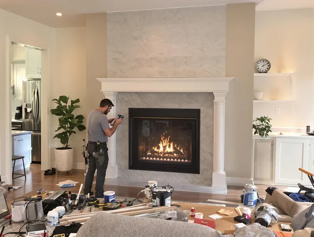Newly installed fireplace by Green Chimney Sweep in Green, OH