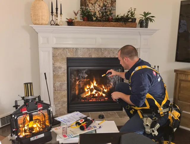 Safety-focused fireplace inspection by Green Chimney Sweep in Green, OH