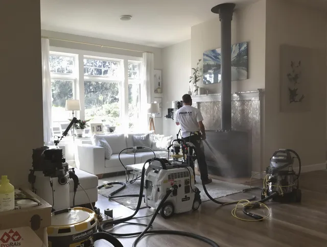 Soot removal service by Green Chimney Sweep for a fireplace in Green, OH
